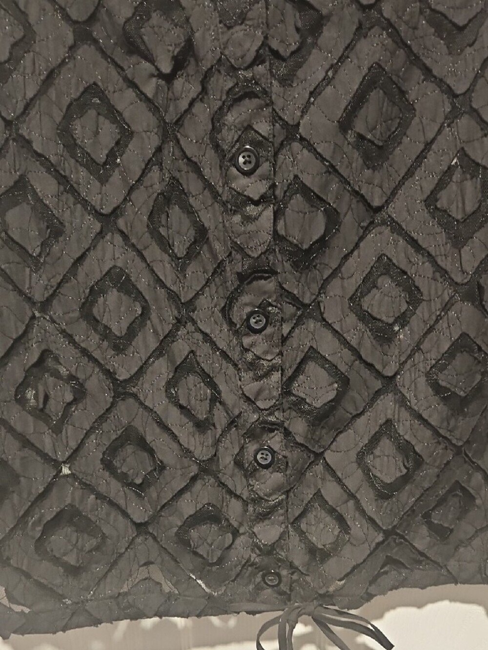 Alfred Dunner Black Diamond-Pattern Button Front Shacket - Picture 3 of 6